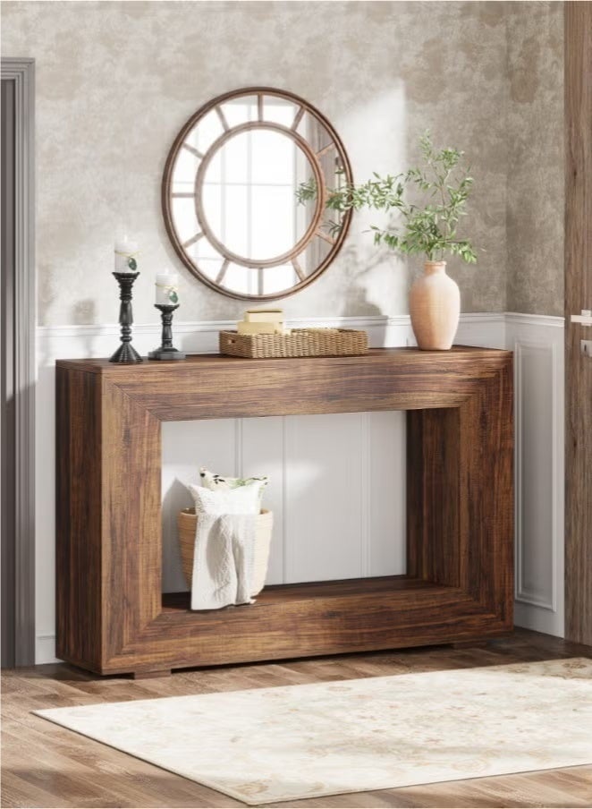 WALALLA Modern Console Table, Entryway Table, Narrow Skinny Entryway Hallway Tables Home Decor Display, Wood Sofa Table Behind Couch with Storage for Front Door, Living Room, Rustic Brown 120*30*80 cm - Image 1